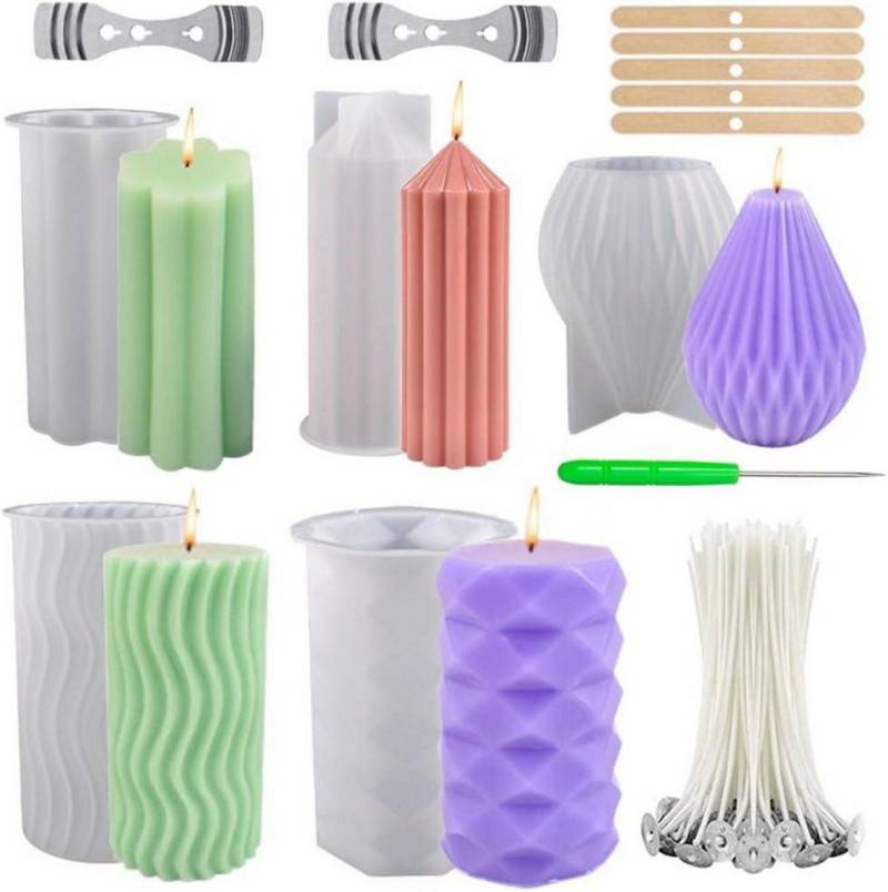 LuxusKollektion Formkerze Silikon Kerzenform Kit 3D Gießformen Kerzendocht Set DIY Duftkerze von LuxusKollektion