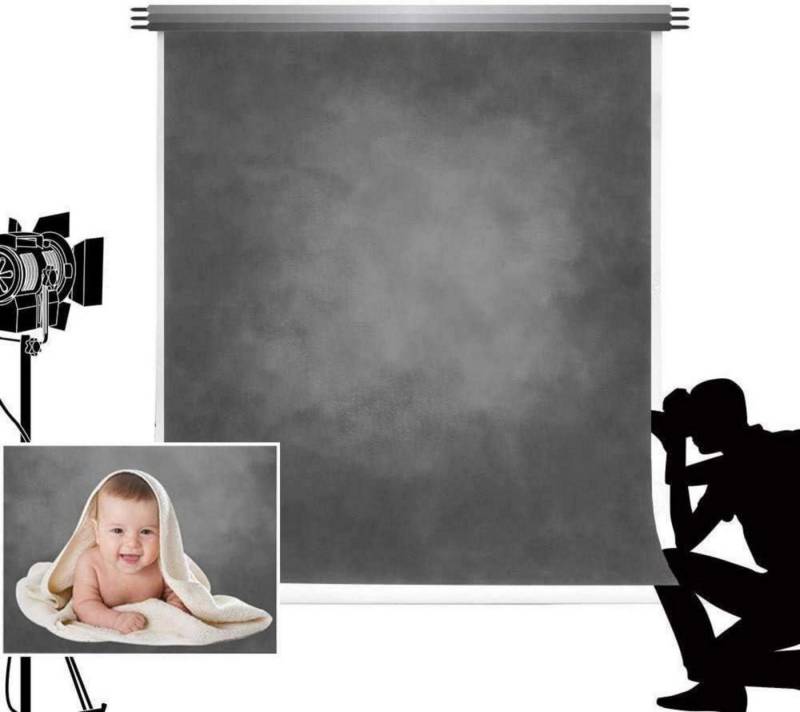 Kate Fototapete Hintergrund Fotografie 2x2m dunkelgrau Mikrofaser Textur Porträt von Kate