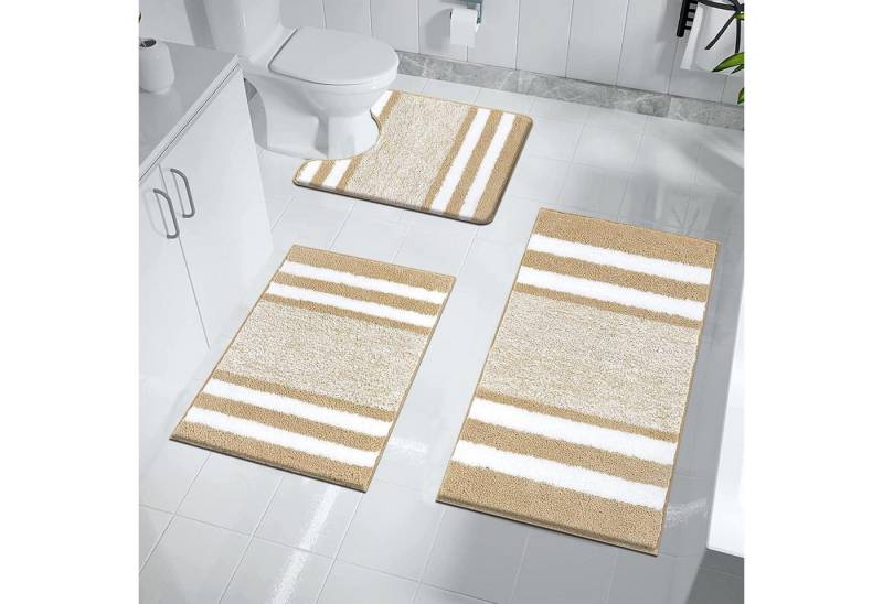 LuxusKollektion Fußmatte Badematte Set 3 Toilettenmatte WC Vorleger Mikrofaser Beige LuxusKollektion Fußmatte Badematte Set 3 Toilettenmatte WC Vorleger Mikrofaser Beige von LuxusKollektion