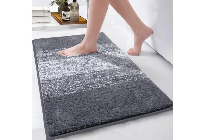 LuxusKollektion Fußmatte Badematte rutschfest waschbar Grau 45 x 65 cm (Rechteckig) von LuxusKollektion