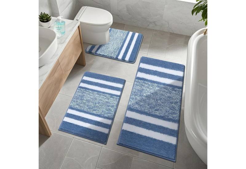 LuxusKollektion Fußmatte Badematten WC Vorleger Set Blau 50 x 80 + 50 x 120 + 50 x 60 cm LuxusKollektion Fußmatte Badematten WC Vorleger Set Blau 50 x 80 + 50 x 120 + 50 x 60 cm von LuxusKollektion