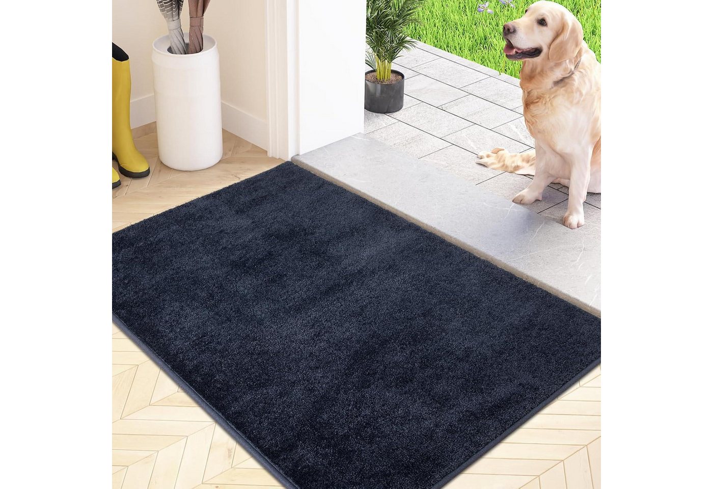 LuxusKollektion Fußmatte Schmutzfangmatte Innen Rutschfest 80 x 120 cm (Rechteckig) Dunkelblau von LuxusKollektion