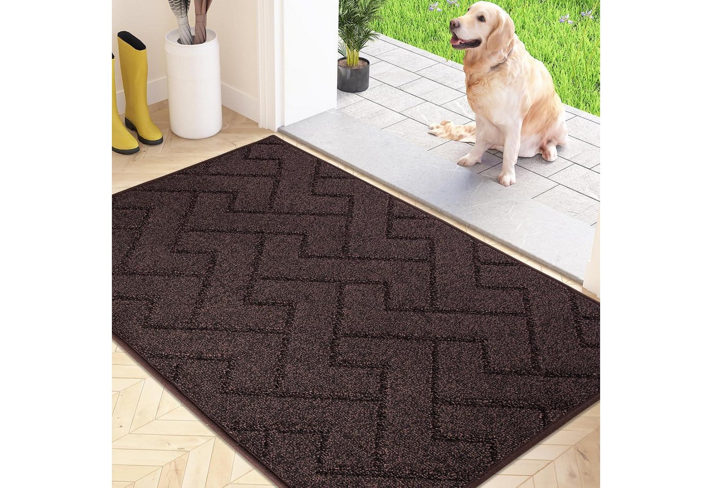 LuxusKollektion Fußmatte Schmutzfangmatte Türmatte 50 x 80 cm (Rechteckig) Dunkelbraun von LuxusKollektion