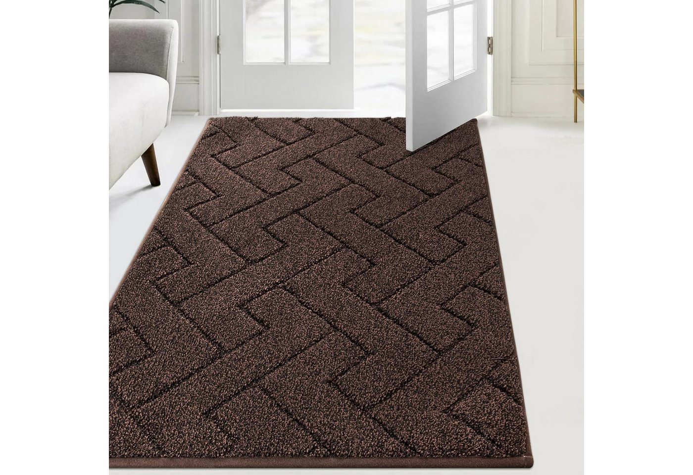 LuxusKollektion Fußmatte Schmutzfangmatte Waschbar 86 x 150 cm (Rechteckig) Dunkelbraun von LuxusKollektion