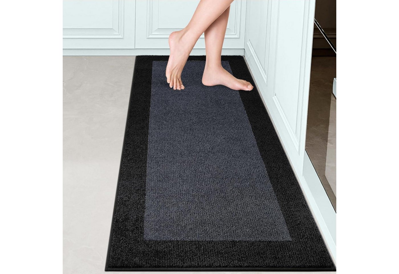 LuxusKollektion Fußmatte Schmutzfangmatte rutschfest 60 x 150 cm (Rechteckig) Holzkohle von LuxusKollektion