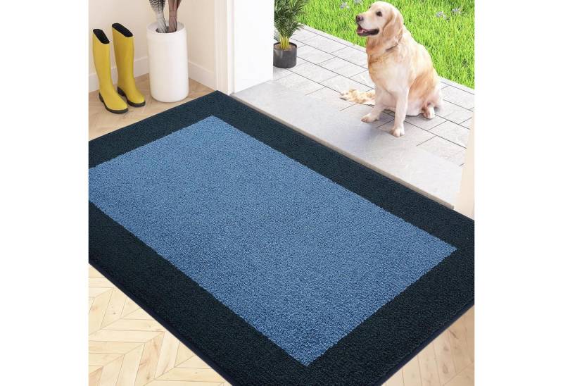 LuxusKollektion Fußmatte Schmutzfangmatte rutschfest 60 x 90 cm (Rechteckig) Dunkelblau von LuxusKollektion