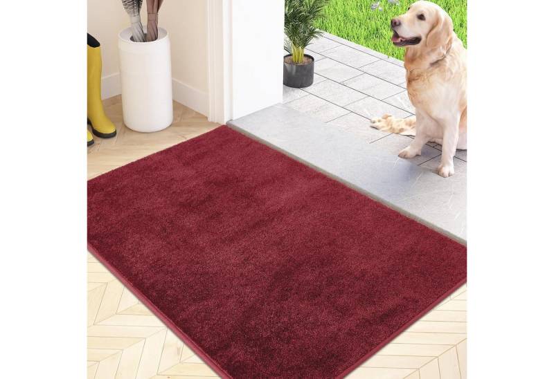 LuxusKollektion Fußmatte Schmutzfangmatte rutschfest 60 x 90 cm (Rechteckig) Rot von LuxusKollektion