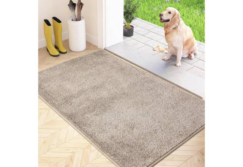LuxusKollektion Fußmatte Schmutzfangmatte rutschfest waschbar 80 x 120 cm (Rechteckig) Beige von LuxusKollektion