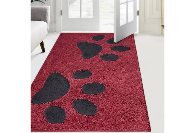 FCSDETAIL Fußmatte Schmutzfangmatte waschbar 84x150cm rot rutschfest wasserdicht für Hund von FCSDETAIL