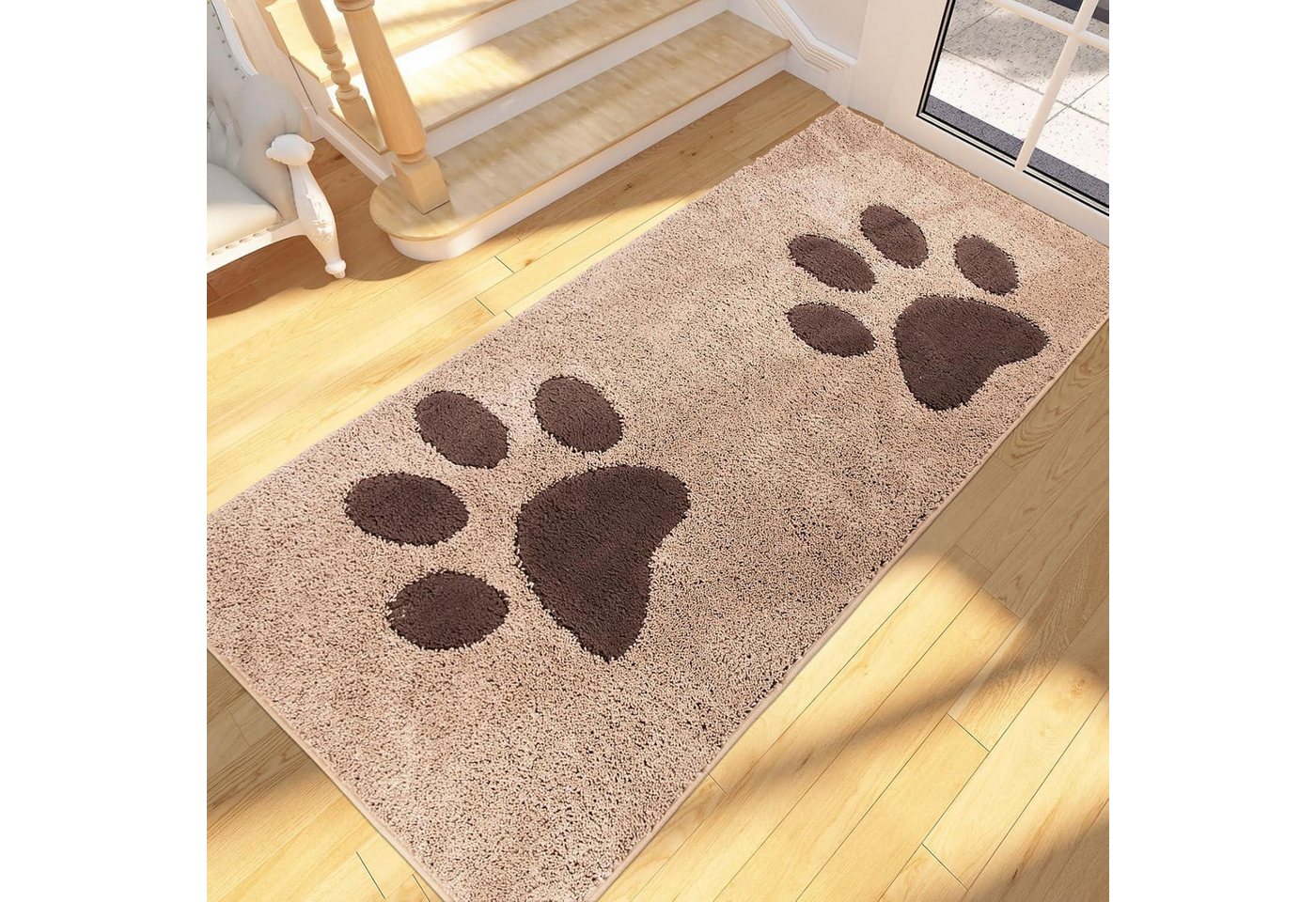 LuxusKollektion Fußmatte Schmutzfangmatte waschbar absorbierend Beige 80 x 178 cm (Rechteckig) von LuxusKollektion