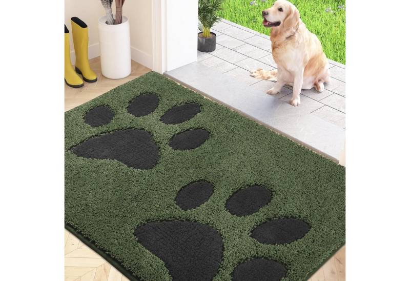 LuxusKollektion Fußmatte Schmutzfangmatte waschbar absorbierend Grün 60 x 90 cm (Rechteckig) von LuxusKollektion