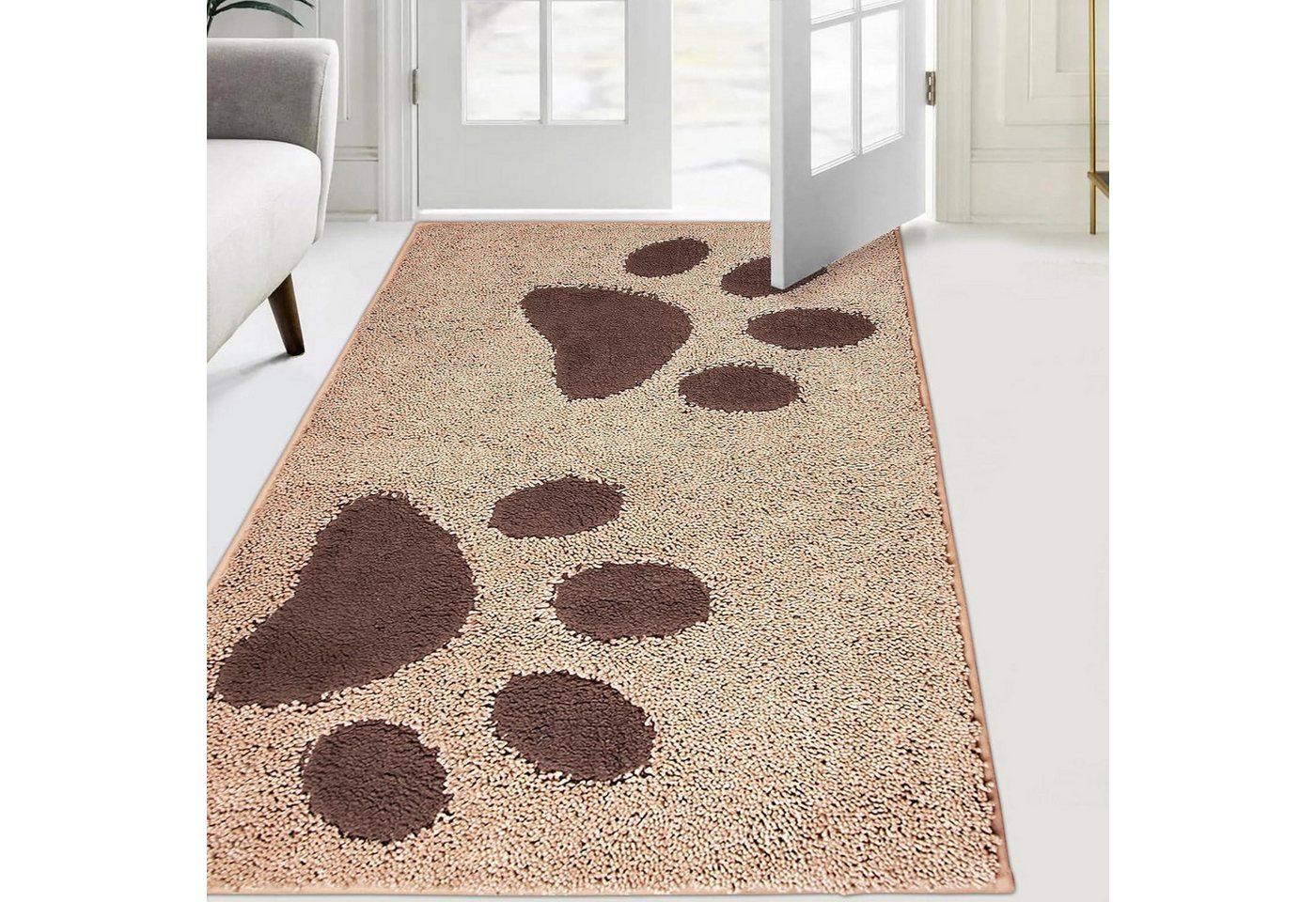 LuxusKollektion Fußmatte Schmutzfangmatte waschbar rutschfest Beige 84 x 150 cm (Rechteckig) von LuxusKollektion