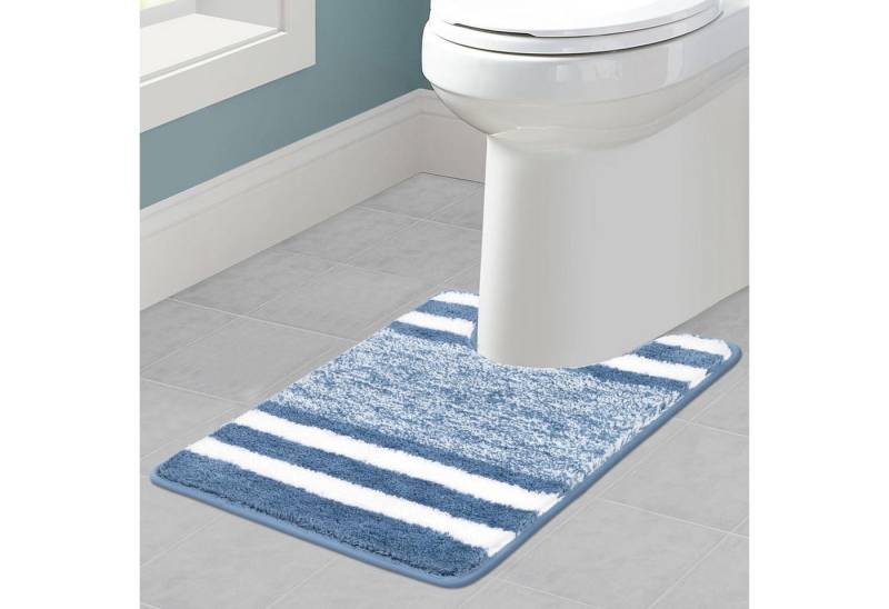 LuxusKollektion Fußmatte WC Teppich U Form rutschfest waschbar Badvorleger Blau U50 x 60 cm von LuxusKollektion
