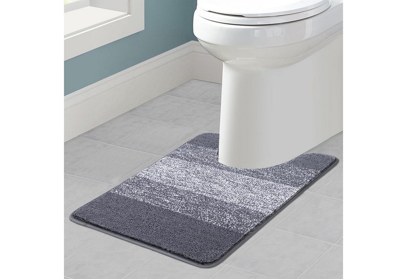 LuxusKollektion Fußmatte WC Teppich U Form saugfähig rutschfest waschbar Grau 50 x 60 cm LuxusKollektion Fußmatte WC Teppich U Form saugfähig rutschfest waschbar Grau 50 x 60 cm von LuxusKollektion