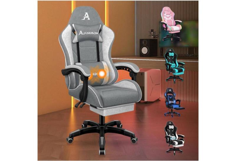 LuxusKollektion Gaming-Stuhl Bürostuhl Gaming Stuhl Massage Fußstütze Lendenkissen Grau Thor-Serie LuxusKollektion Gaming-Stuhl Bürostuhl Gaming Stuhl Massage Fußstütze Lendenkissen Grau Thor-Serie von LuxusKollektion