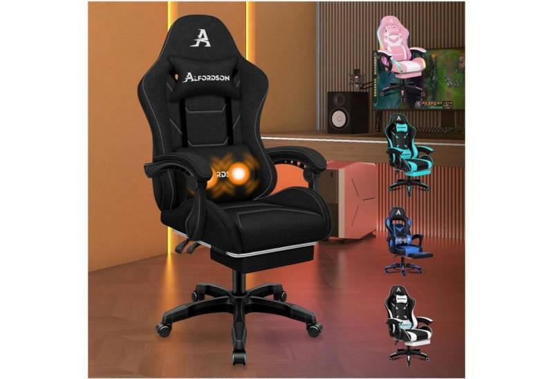 LuxusKollektion Gaming-Stuhl Bürostuhl Massage Fußstütze Kopfstütze Lendenkissen Schwarz Thor-Serie LuxusKollektion Gaming-Stuhl Bürostuhl Massage Fußstütze Kopfstütze Lendenkissen Schwarz Thor-Serie von LuxusKollektion