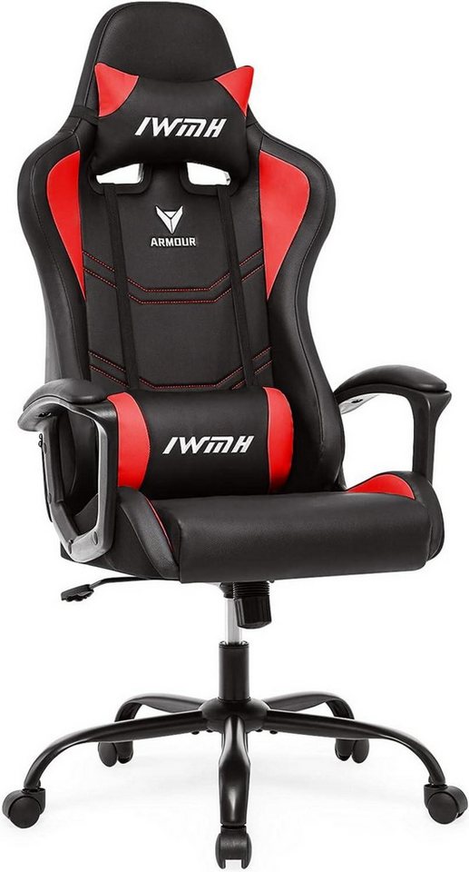 LuxusKollektion Gaming-Stuhl Gaming Stuhl, Ergonomisch, Höhenverstellbar, mit Armlehnen, Rot von LuxusKollektion