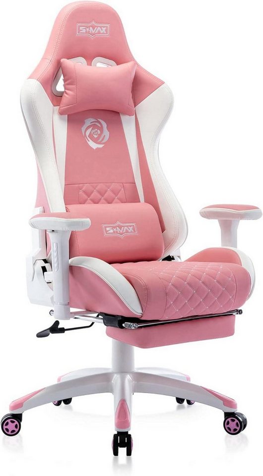 LuxusKollektion Gaming-Stuhl Gaming Stuhl Pink mit Fußstütze 3D Armlehne Lendenwirbelstütze PU LuxusKollektion Gaming-Stuhl Gaming Stuhl Pink mit Fußstütze 3D Armlehne Lendenwirbelstütze PU von LuxusKollektion
