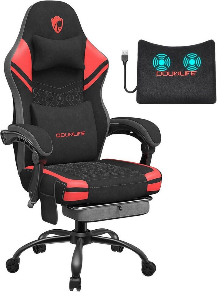LuxusKollektion Gaming-Stuhl Gaming Stuhl Stoff mit Massage und Fußstütze, ergonomischer Bürostuhl von LuxusKollektion
