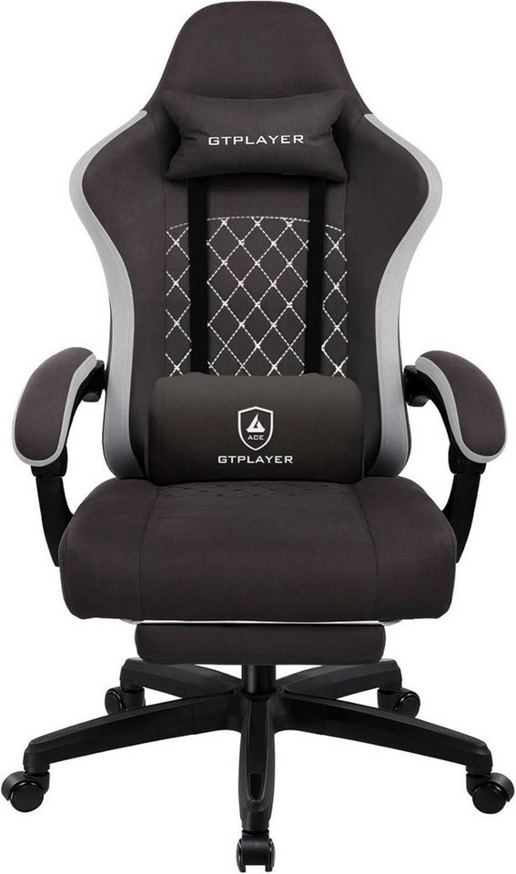 LuxusKollektion Gaming-Stuhl Gaming Stuhl aus Stoff mit Fußstütze 150kg Belastbarkeit Braun von LuxusKollektion