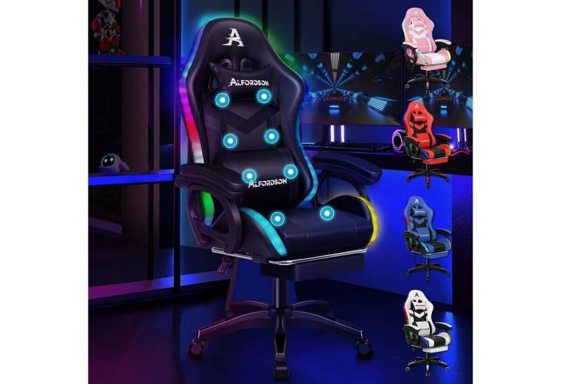 LuxusKollektion Gaming-Stuhl Gaming Stuhl mit 8-Punkt Massage, 12 Farben LED-Licht, Bürostuhl LuxusKollektion Gaming-Stuhl Gaming Stuhl mit 8-Punkt Massage, 12 Farben LED-Licht, Bürostuhl von LuxusKollektion
