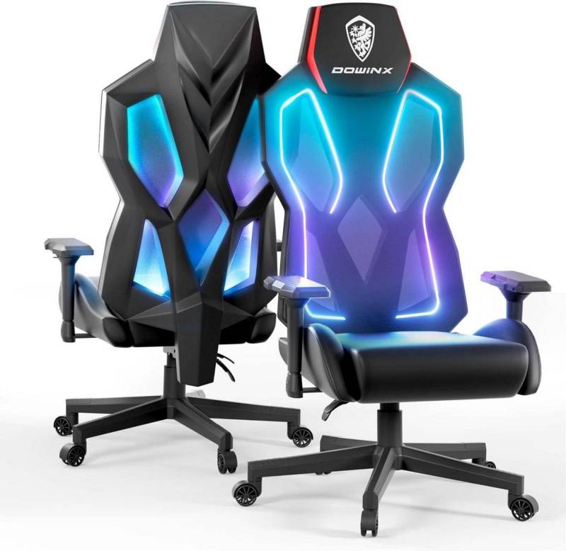 LuxusKollektion Gaming-Stuhl LED Gaming Stuhl 4D-Armlehnen RGB Ergonomischer PU Leder HellRot von LuxusKollektion
