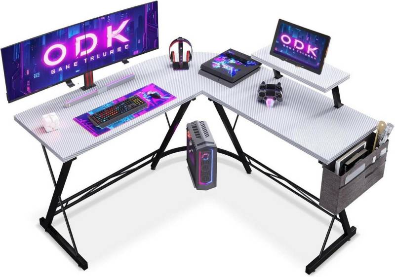 LuxusKollektion Gamingtisch Gaming Schreibtisch Eckschreibtisch L-Form 127x127 cm Kohlefaser von LuxusKollektion