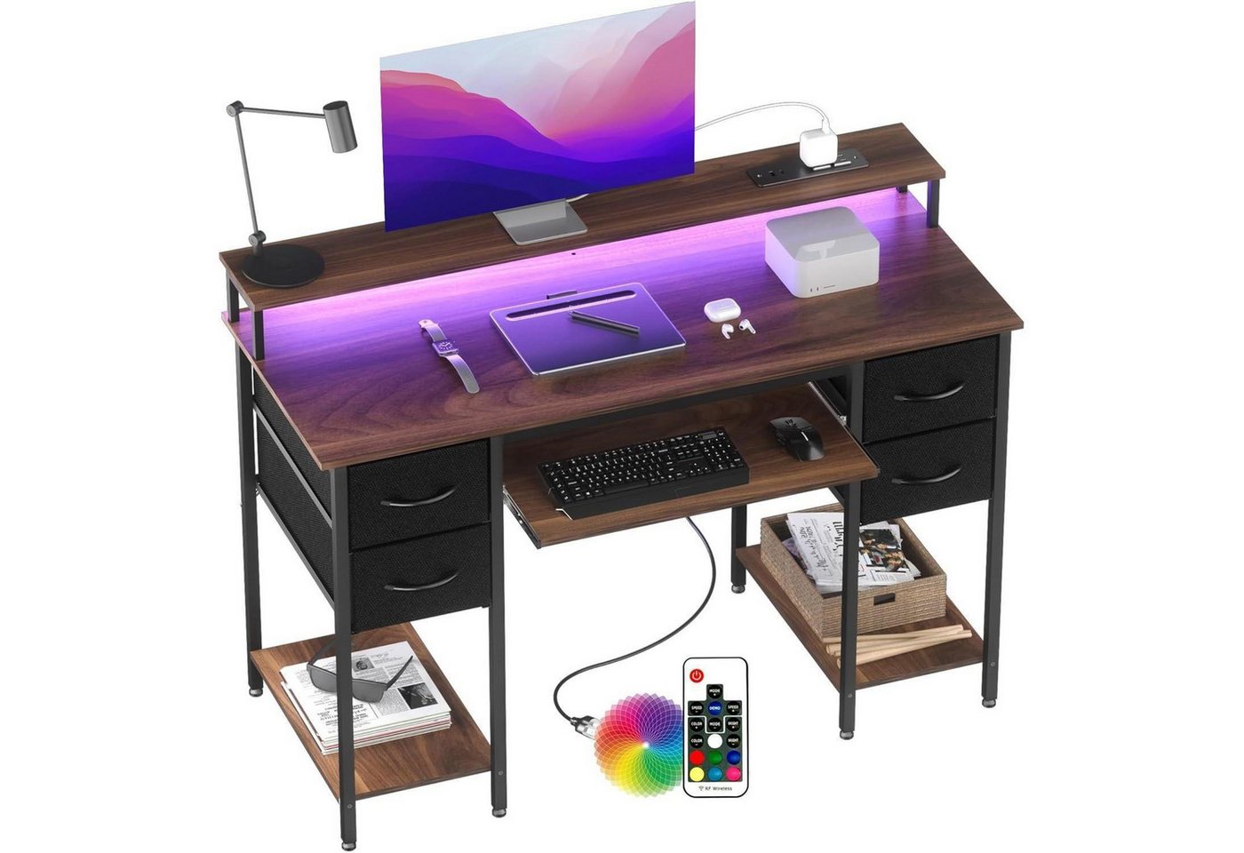 LuxusKollektion Gamingtisch Gaming Schreibtisch LED 120x50 cm 4 Schubladen Lagerregal Büro LuxusKollektion Gamingtisch Gaming Schreibtisch LED 120x50 cm 4 Schubladen Lagerregal Büro von LuxusKollektion