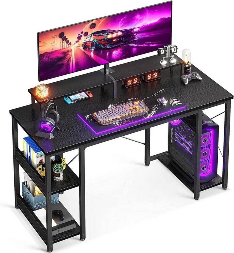LuxusKollektion Gamingtisch Gaming Schreibtisch Schwarz Regal Monitorständer 120x50x86.5cm OTTO von LuxusKollektion