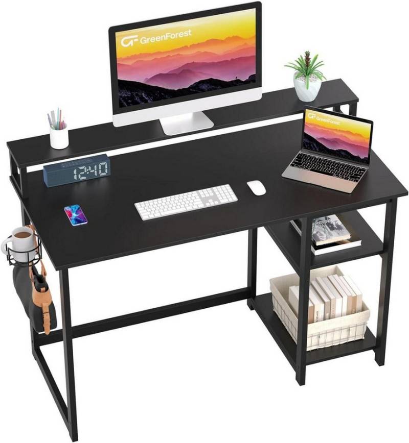 LuxusKollektion Gamingtisch Schreibtisch 100x50 cm Schwarz Gaming Tisch mit Regal PC von LuxusKollektion