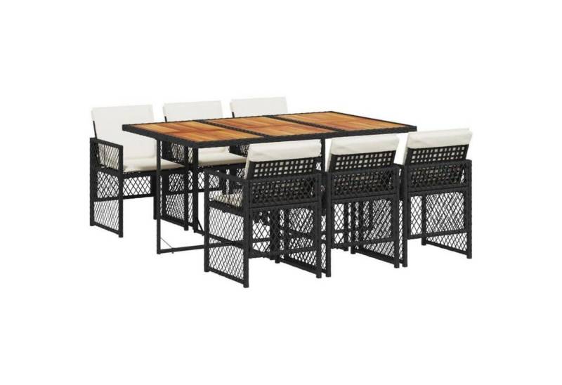 LuxusKollektion Garten-Essgruppe Essgruppe 7tlg Tisch 6 Stühle Poly Rattan Holz Schwarz und Creme LuxusKollektion Garten-Essgruppe Essgruppe 7tlg Tisch 6 Stühle Poly Rattan Holz Schwarz und Creme von LuxusKollektion