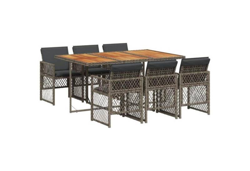 LuxusKollektion Garten-Essgruppe Essgruppe 7tlg Tisch 6 Stühle Poly Rattan Terrasse Holz Grau LuxusKollektion Garten-Essgruppe Essgruppe 7tlg Tisch 6 Stühle Poly Rattan Terrasse Holz Grau von LuxusKollektion
