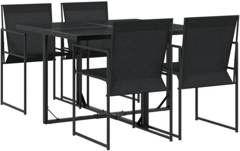 LuxusKollektion Garten-Essgruppe Garten Essgruppe Set 5-TLG. Tisch 4 Stühle Schwarz Textilene von LuxusKollektion