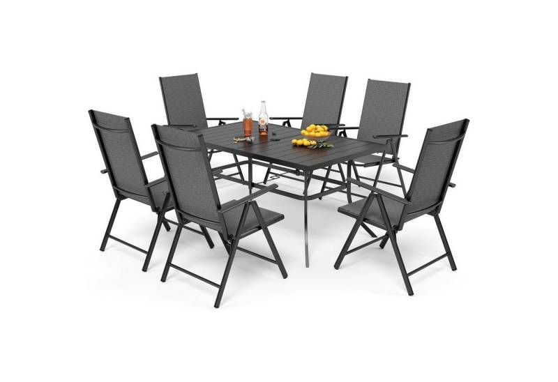 LuxusKollektion Garten-Essgruppe Gartenmöbel Set Gartentisch Metall Stühle Tisch 152*90*74 cm Schwarz von LuxusKollektion