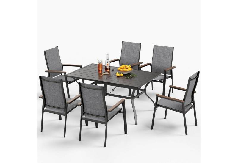 LuxusKollektion Garten-Essgruppe Gartenmöbel Set Gartentisch Schirmloch Sitzgruppe S7-422_i1de von LuxusKollektion