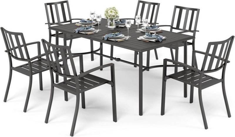 LuxusKollektion Garten-Essgruppe Gartenmöbel Set Metall E-Coating Gartentisch Stapelbaren Stühle von LuxusKollektion