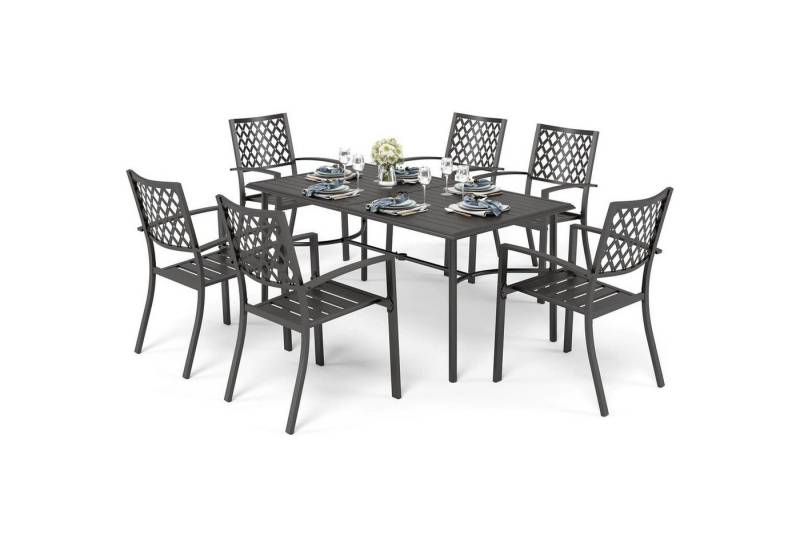 LuxusKollektion Garten-Essgruppe Gartenmöbelset Metall 6 Stühle Esstisch stapelbar 170x96x74 CM Schwarz LuxusKollektion Garten-Essgruppe Gartenmöbelset Metall 6 Stühle Esstisch stapelbar 170x96x74 CM Schwarz von LuxusKollektion