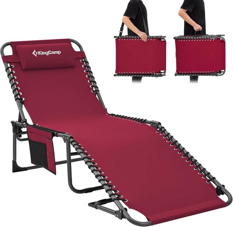 KingCamp Gartenliege Campingliege Sonnenliege klappbar 5-stufig verstellbar mit Kopfkissen von KingCamp