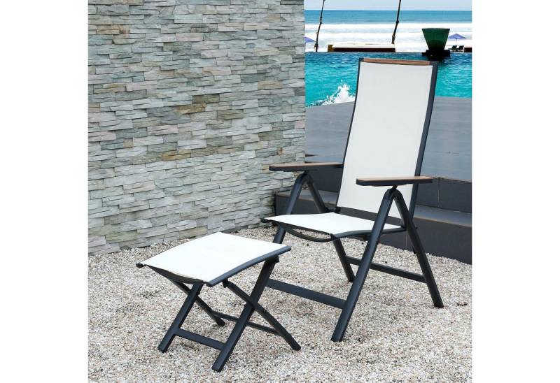 LuxusKollektion Gartenliege Gartenstuhl Klappbar 2er Aluminium Hochlehner 6-Fach Verstellbare von LuxusKollektion