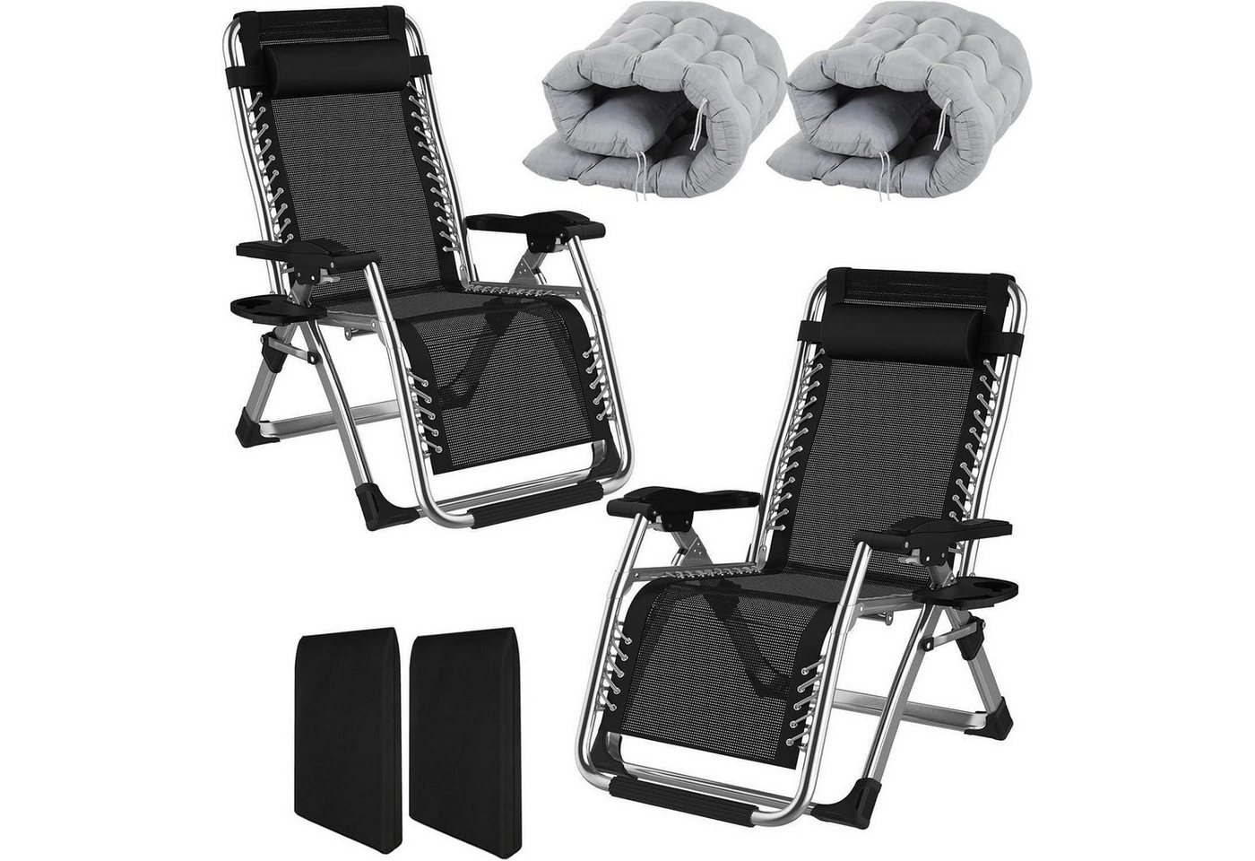 LuxusKollektion Gartenliege Liegestuhl Klappbar Polster Wetterfest 65cm Breit 2er Set Gray LuxusKollektion Gartenliege Liegestuhl Klappbar Polster Wetterfest 65cm Breit 2er Set Gray von LuxusKollektion