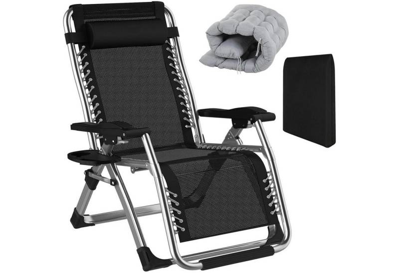 LuxusKollektion Gartenliege Liegestuhl Sonnenliege Klappbar Polster Wetterfest 65cm Breit Grau von LuxusKollektion