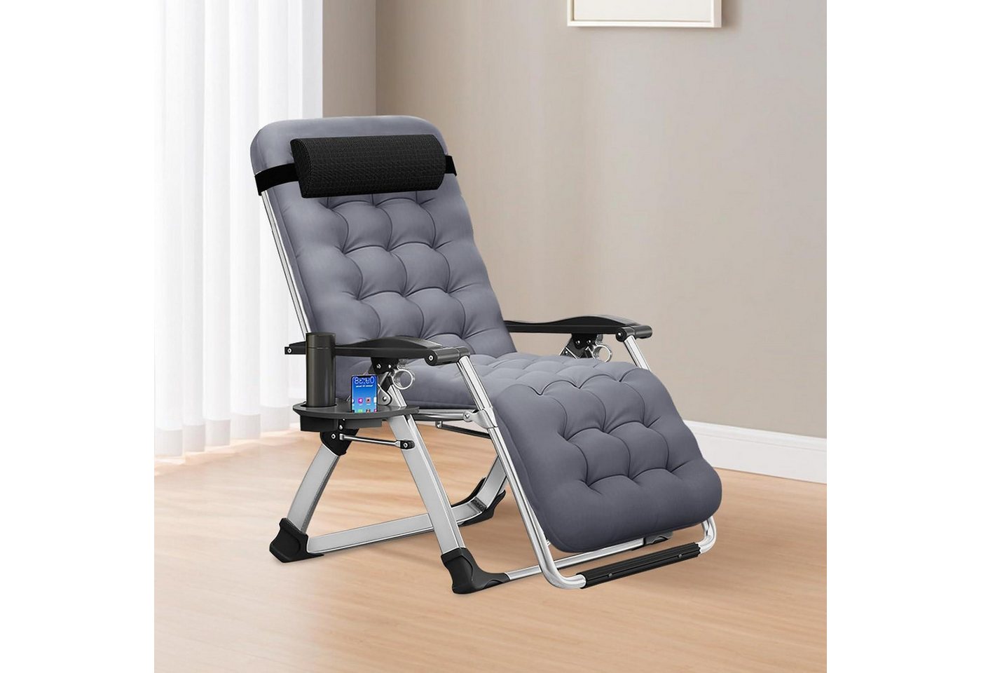LuxusKollektion Gartenliege Liegestuhl Zero Gravity klappbar 200kg Polster Bimssteingrau LuxusKollektion Gartenliege Liegestuhl Zero Gravity klappbar 200kg Polster Bimssteingrau von LuxusKollektion