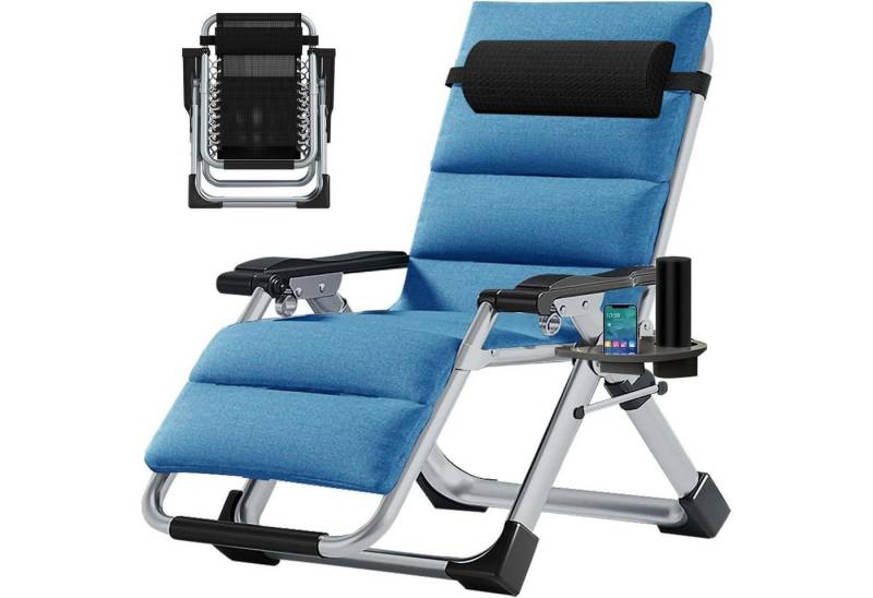LuxusKollektion Gartenliege Liegestuhl Zero Gravity klappbar 200kg Traglast Polster Seeblau von LuxusKollektion