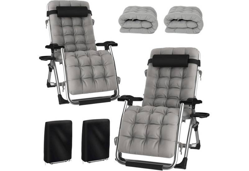 LuxusKollektion Gartenliege Liegestuhl klappbar 2er Set belastbar 240kg 83 cm Silbrig+silbrig LuxusKollektion Gartenliege Liegestuhl klappbar 2er Set belastbar 240kg 83 cm Silbrig+silbrig von LuxusKollektion