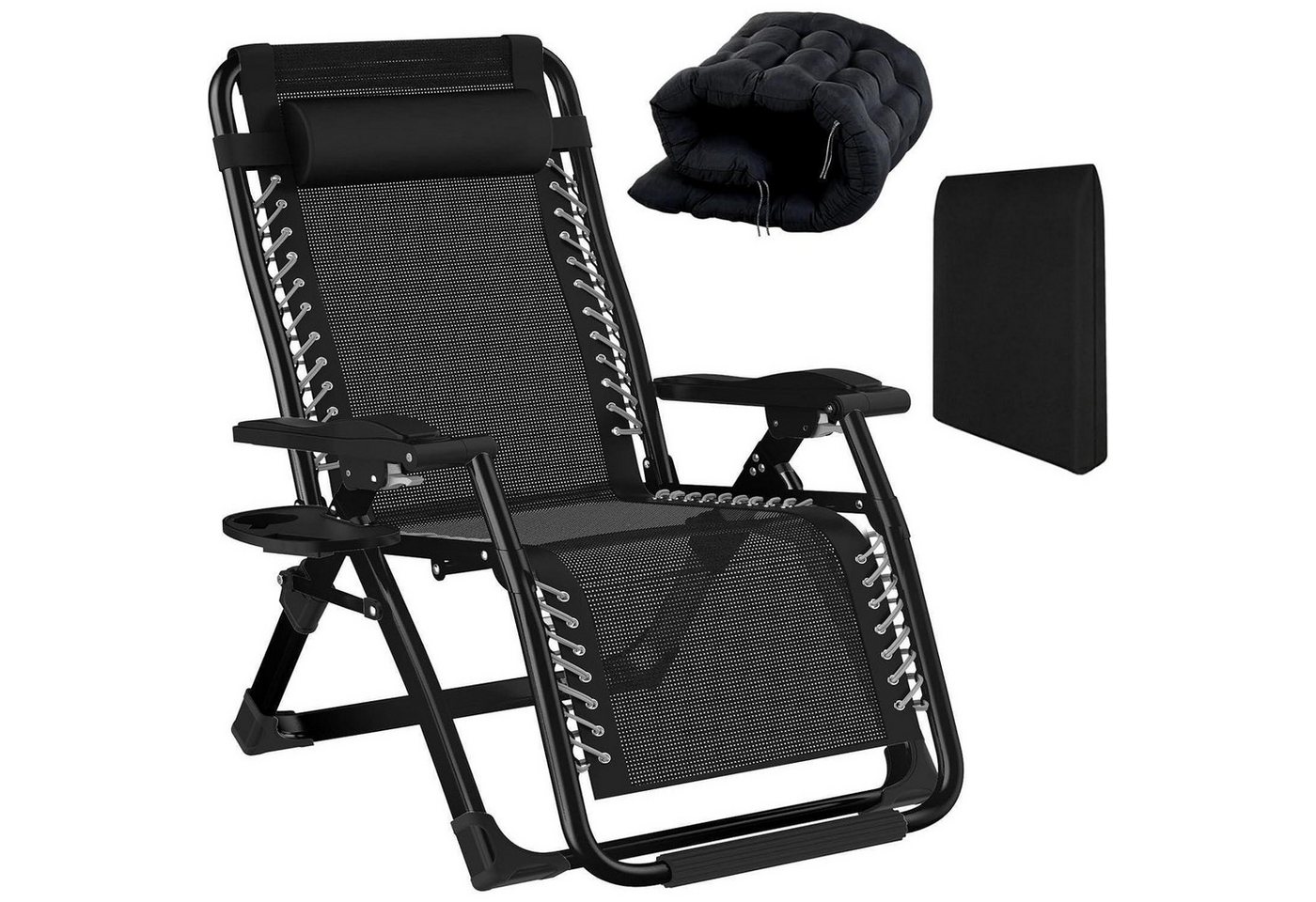 LuxusKollektion Gartenliege Sonnenliege Klappbar Kissen Nackenkissen 65cm Breit Schwarz LuxusKollektion Gartenliege Sonnenliege Klappbar Kissen Nackenkissen 65cm Breit Schwarz von LuxusKollektion