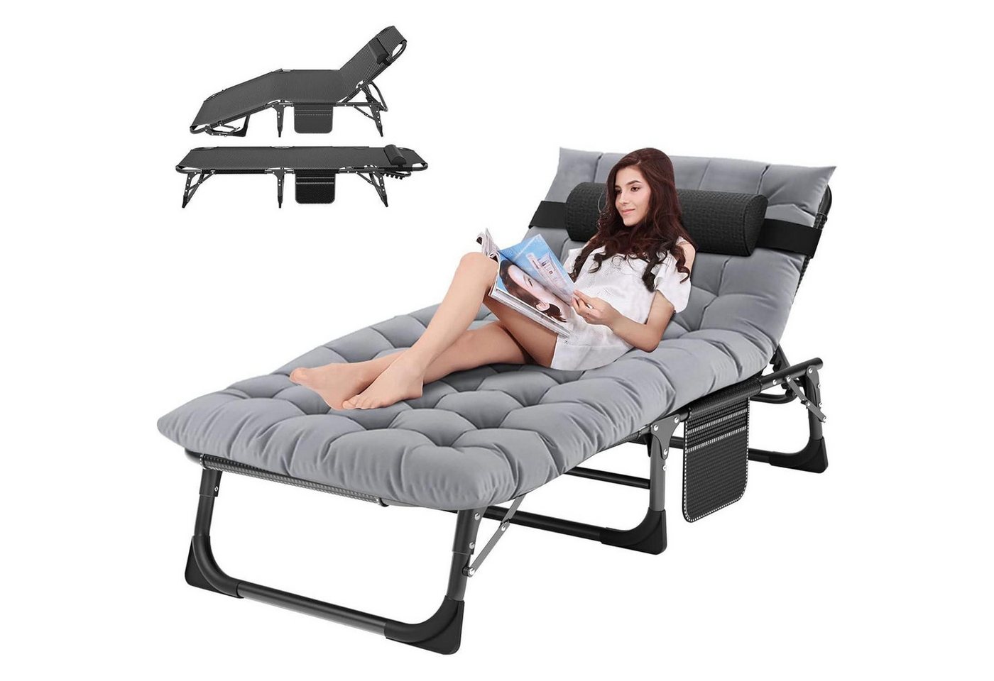 LuxusKollektion Gartenliege Sonnenliege Klappbett Campingliege Gartenliege 1 Grau-sonnenliege 1p LuxusKollektion Gartenliege Sonnenliege Klappbett Campingliege Gartenliege 1 Grau-sonnenliege 1p von LuxusKollektion