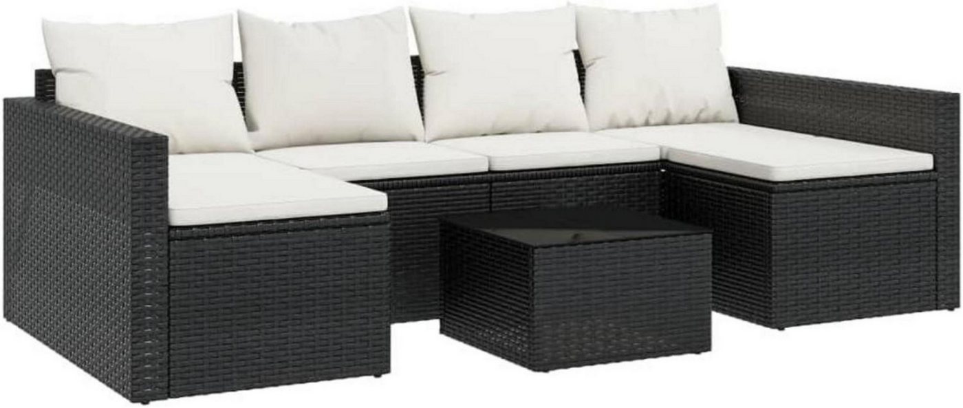 LuxusKollektion Gartenlounge-Set Garten Lounge Set 2-TLG. mit Kissen, Schwarz Poly Rattan U-Form LuxusKollektion Gartenlounge-Set Garten Lounge Set 2-TLG. mit Kissen, Schwarz Poly Rattan U-Form von LuxusKollektion