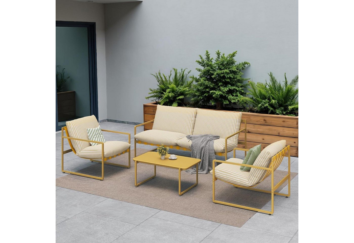 LuxusKollektion Gartenlounge-Set Gartenmöbel 4er Set Gartensofa 2 Sessel Tisch Sitzgruppe Gelb LuxusKollektion Gartenlounge-Set Gartenmöbel 4er Set Gartensofa 2 Sessel Tisch Sitzgruppe Gelb von LuxusKollektion