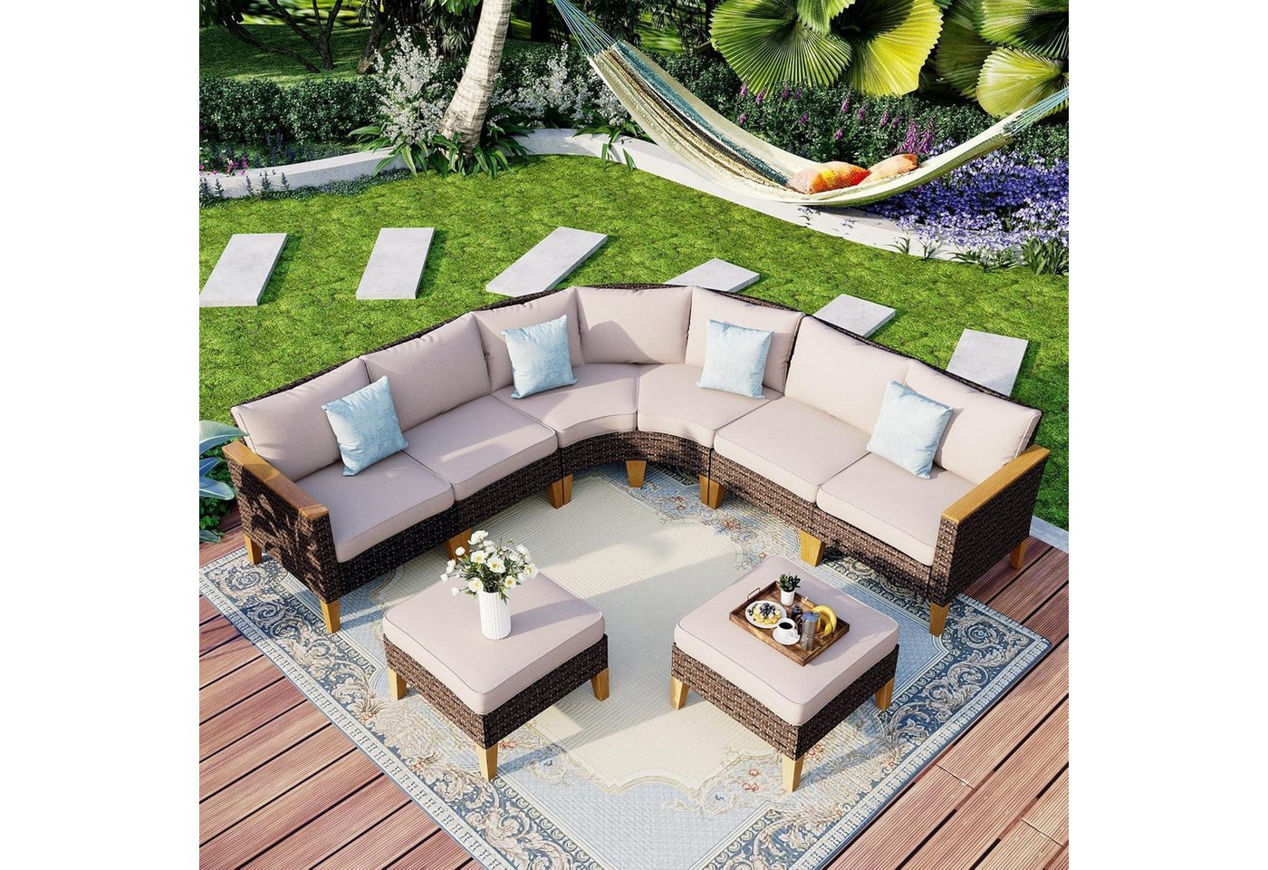 LuxusKollektion Gartenlounge-Set Lounge Set Polyrattan Garten wasserdicht Cushion PRO Cr006-11-8_i1 LuxusKollektion Gartenlounge-Set Lounge Set Polyrattan Garten wasserdicht Cushion PRO Cr006-11-8_i1 von LuxusKollektion
