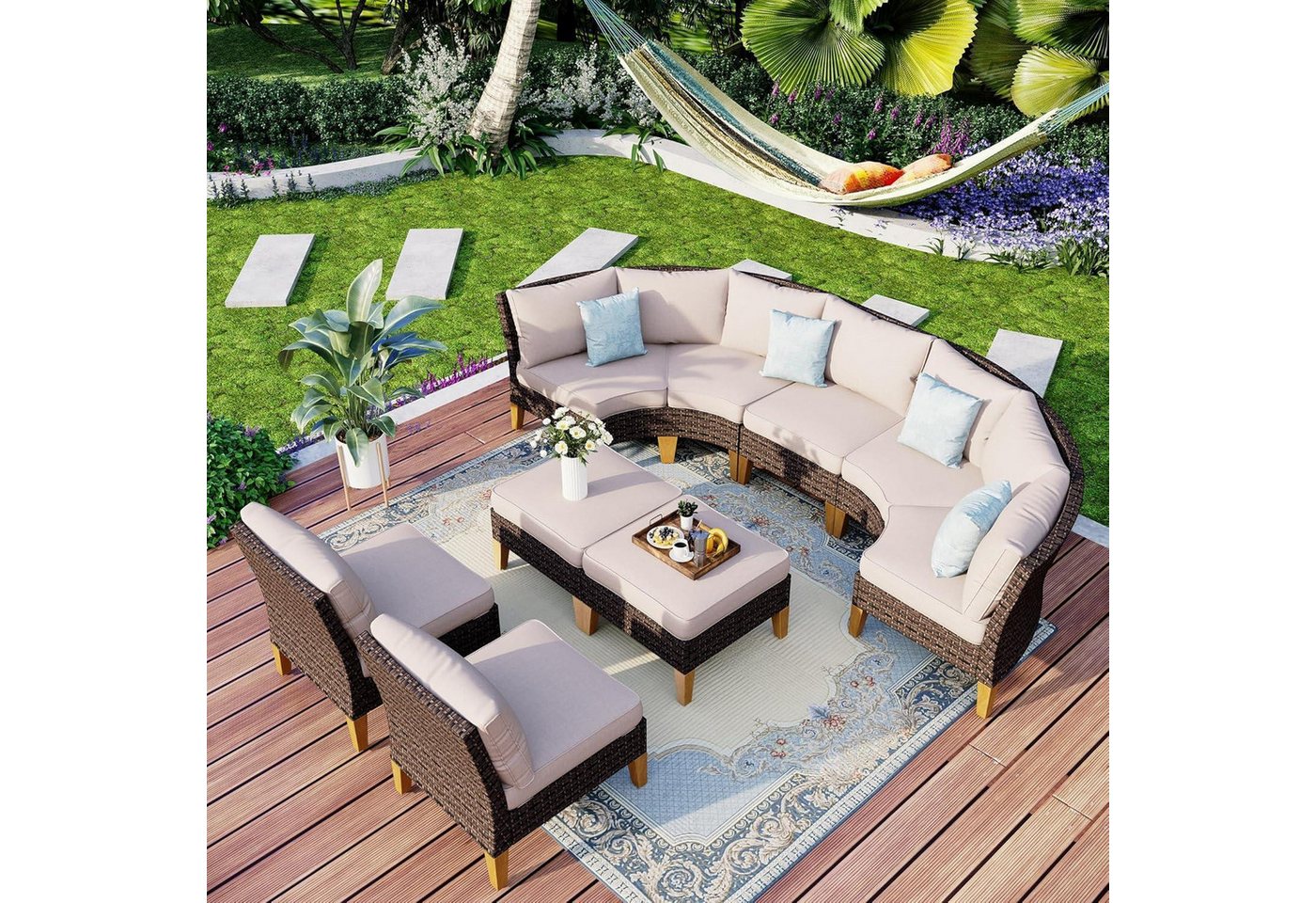 LuxusKollektion Gartenlounge-Set Lounge Set Polyrattan Sitzgruppe Wasserdicht Wetterfest Cr006-14-9_i1 LuxusKollektion Gartenlounge-Set Lounge Set Polyrattan Sitzgruppe Wasserdicht Wetterfest Cr006-14-9_i1 von LuxusKollektion